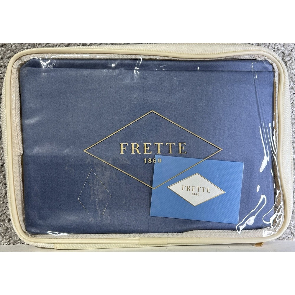 Frette Francine‎ Standard Sham GrisBlu Blue 20x28 Cotton Italy Luxury
